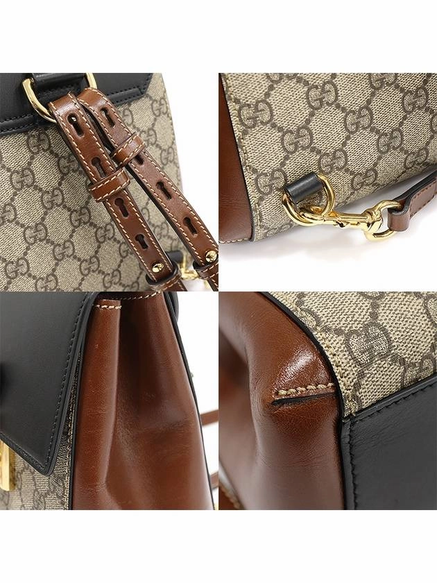 498194 GG Supreme Canvas Signature Leather Gold Padlock Mini Backpack