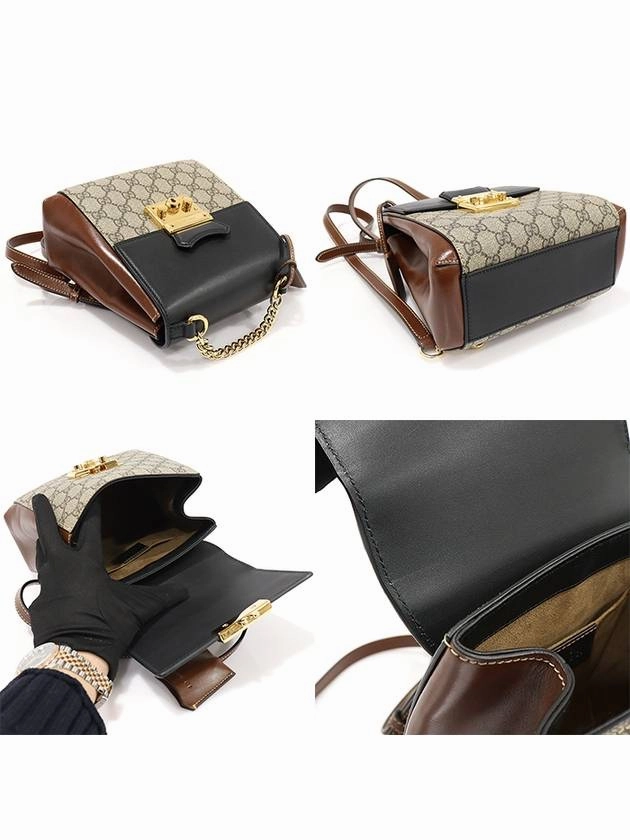 498194 GG Supreme Canvas Signature Leather Gold Padlock Mini Backpack