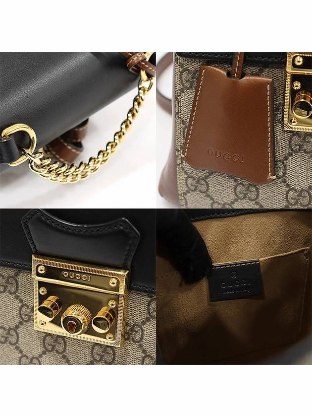 498194 GG Supreme Canvas Signature Leather Gold Padlock Mini Backpack