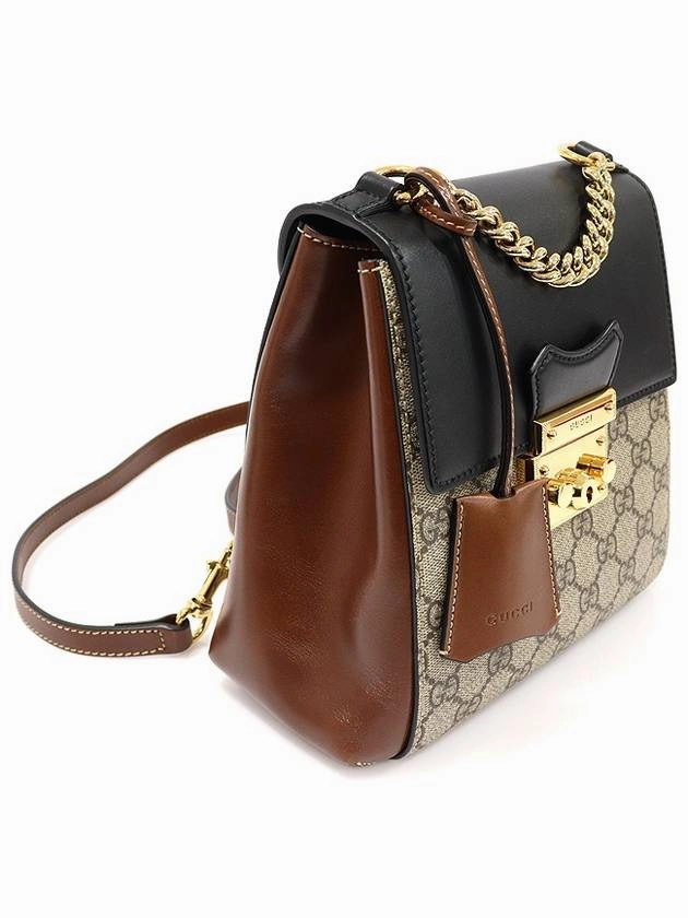 498194 GG Supreme Canvas Signature Leather Gold Padlock Mini Backpack