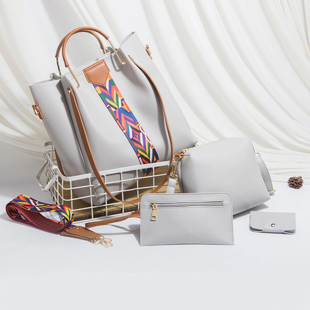 4Pcs PU Clutch Retro Trend Ladies Bag Handbag