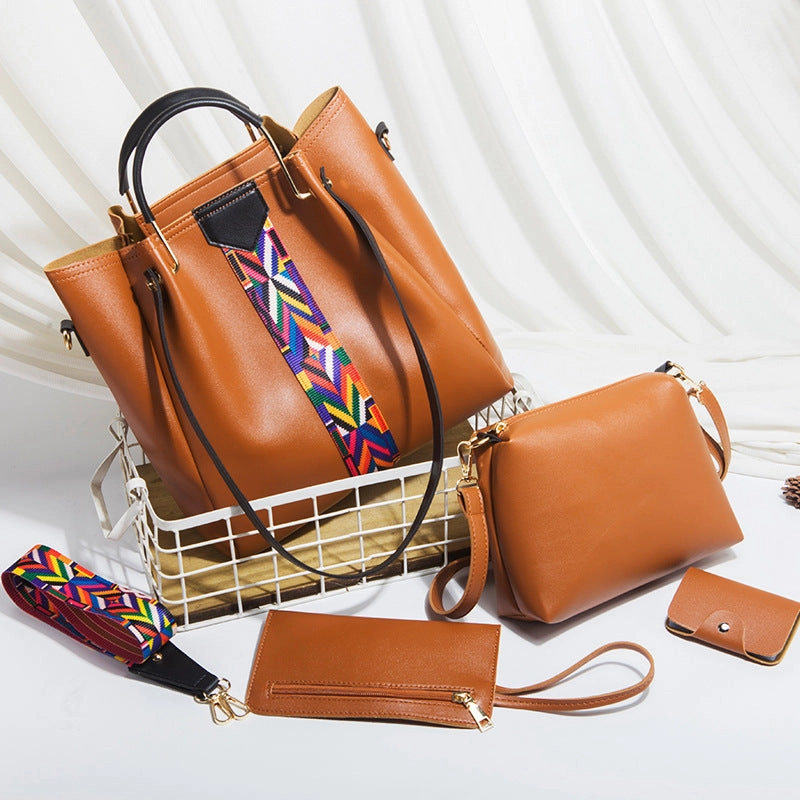 4Pcs PU Clutch Retro Trend Ladies Bag Handbag