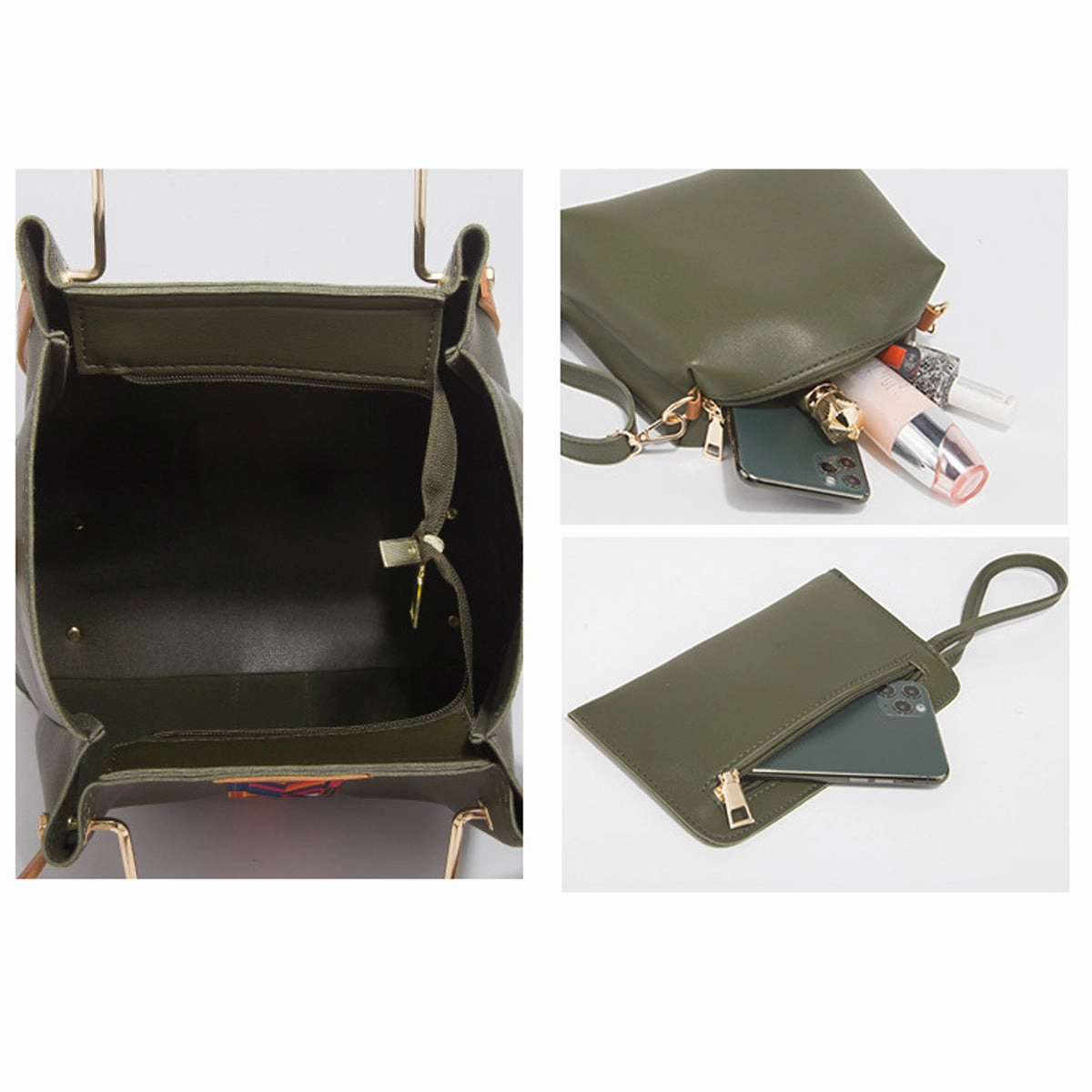 4Pcs PU Clutch Retro Trend Ladies Bag Handbag