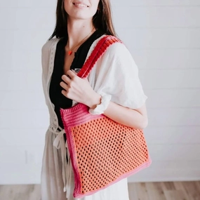 A Day In Santoria Tote Bag In Orange/pink