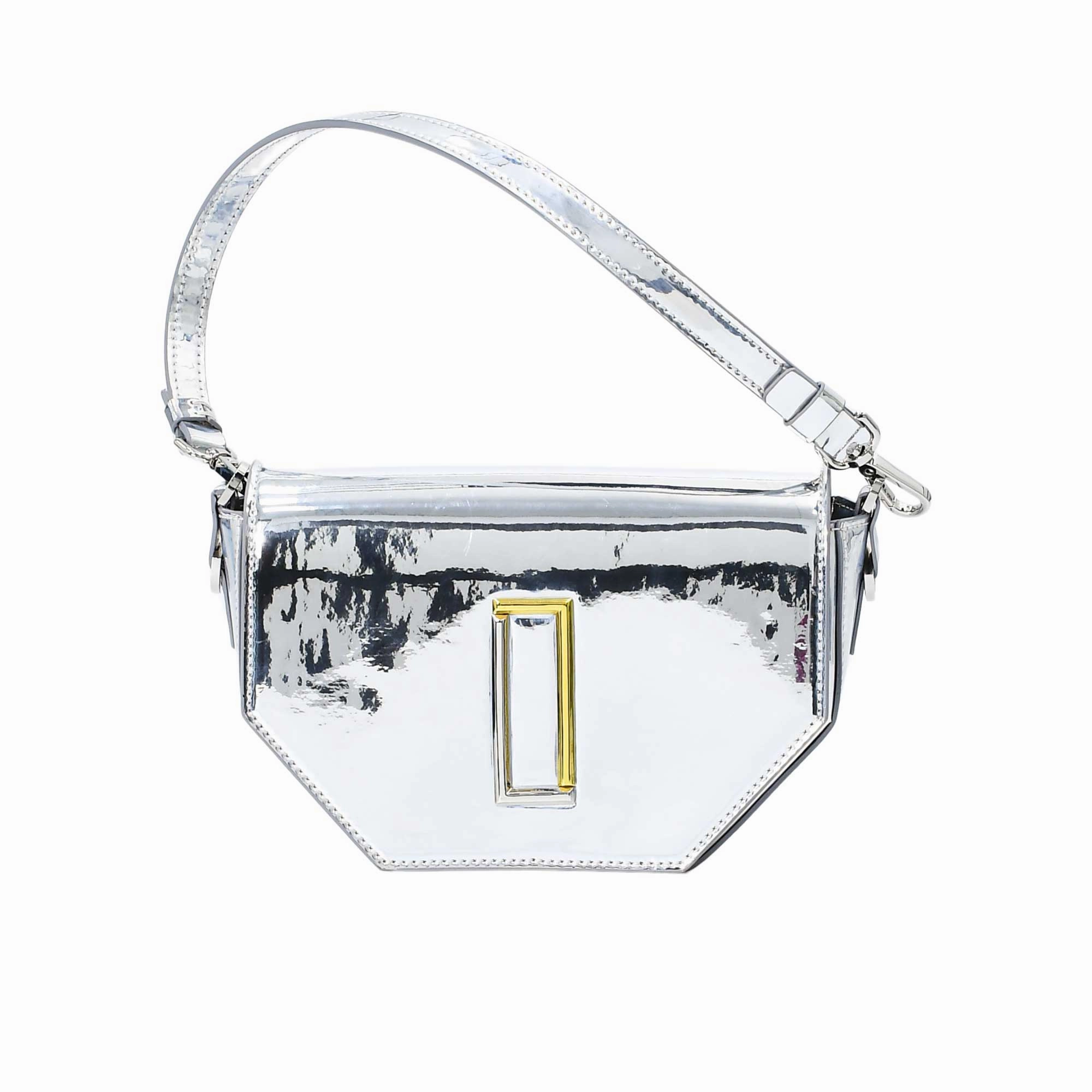 Abseel Women's Mirror Effect Fabric Gold Squared Bag