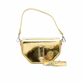Abseel Women's Mirror Effect Fabric Gold Squared Bag