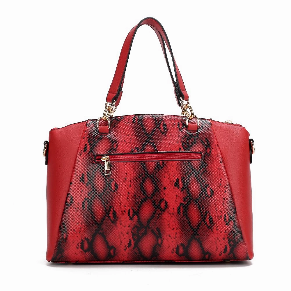 Addison Snake Embossed Vegan Leather Womens Tote Bag with matching Wristlet- 2 pieces