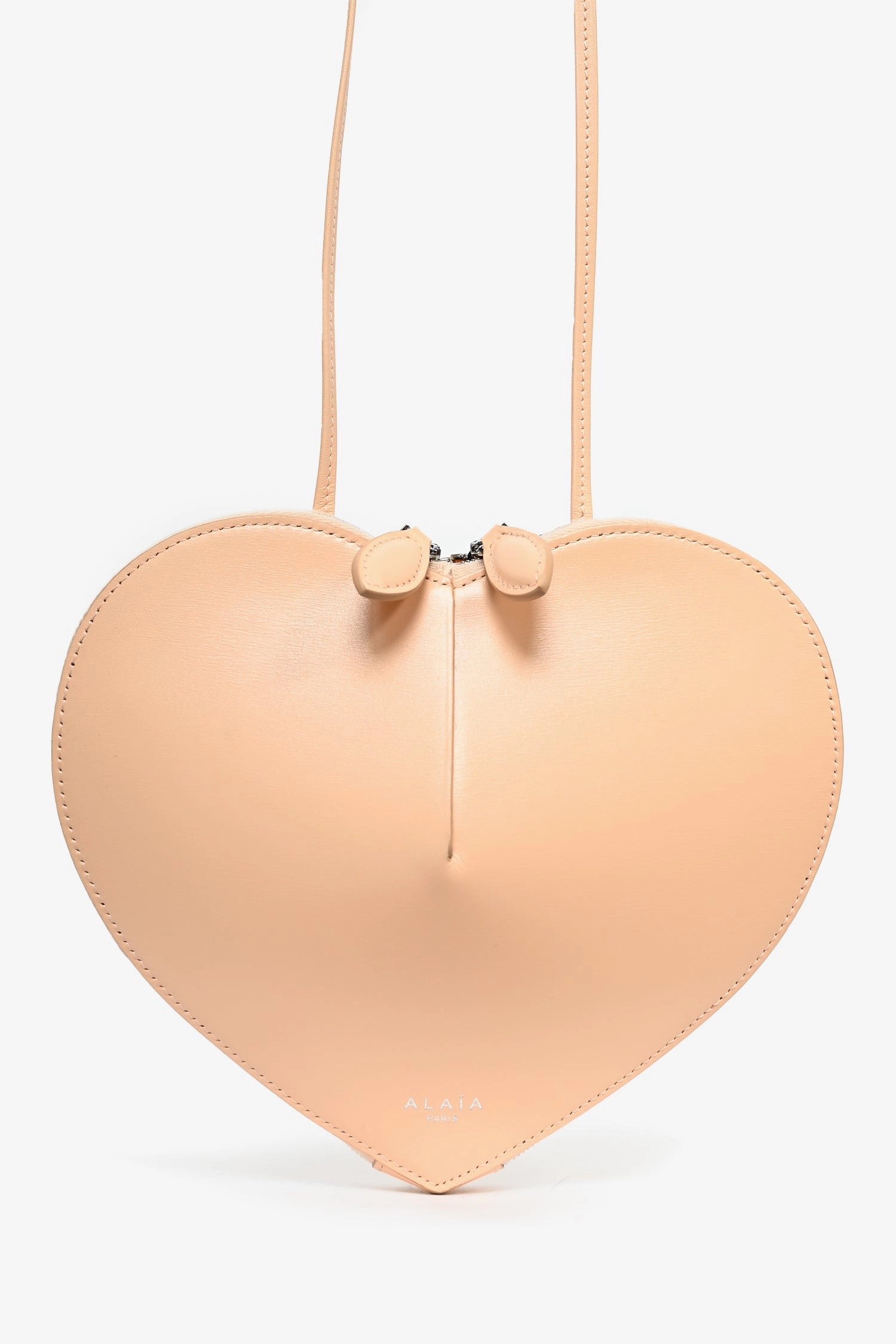 Alaia Peach Nude Leather Heart Crossbody Bag