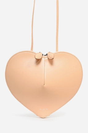 Alaia Peach Nude Leather Heart Crossbody Bag