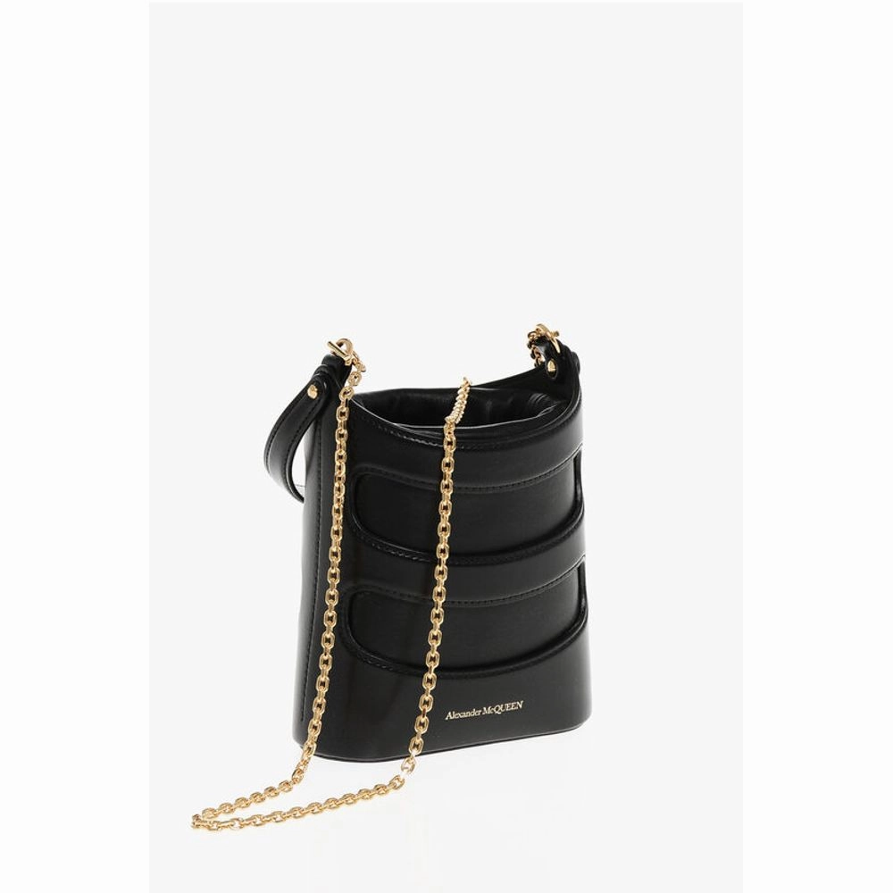 Alexander McQueen Leather THE RISE Mini Bucket Bag with Shoulder Chain