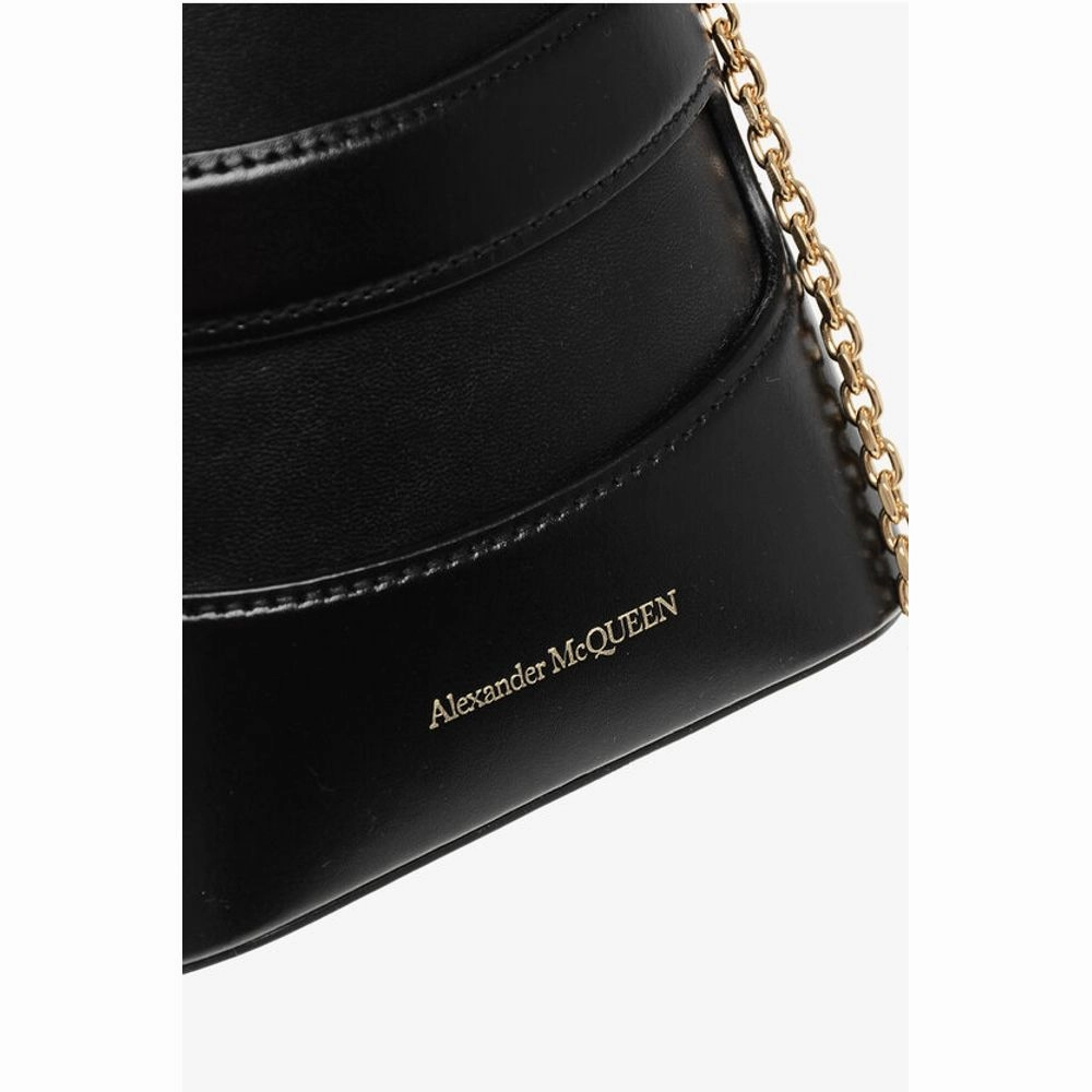 Alexander McQueen Leather THE RISE Mini Bucket Bag with Shoulder Chain