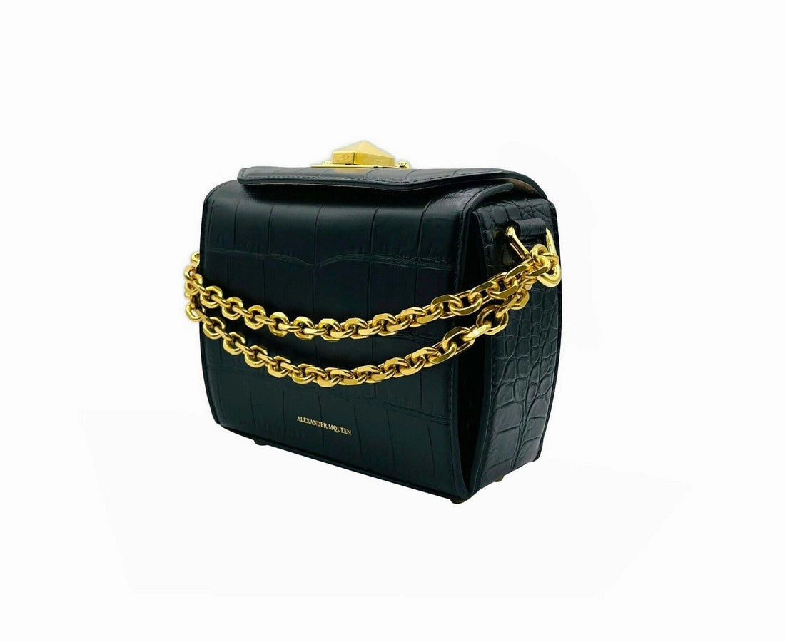 Alexander McQueen Women's Crocodile Embossed Leather Box 16 Crossbody Bag
