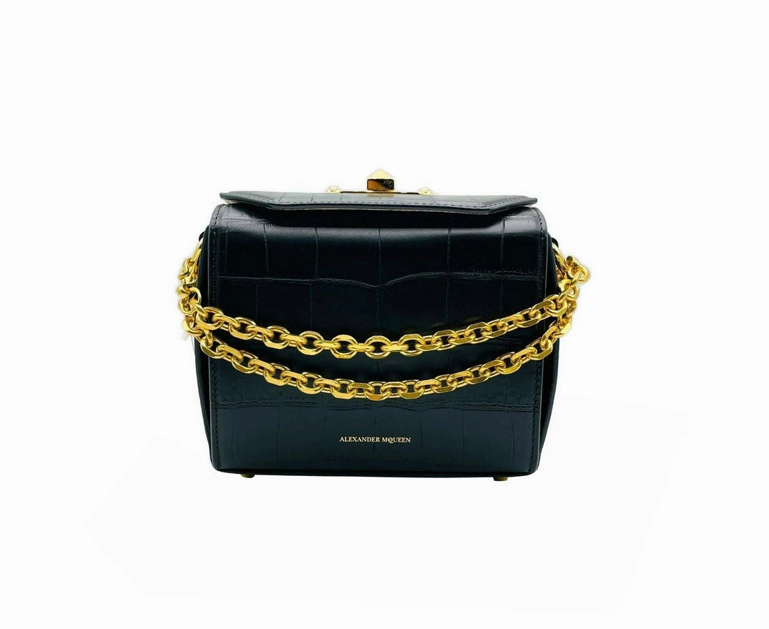 Alexander McQueen Women's Crocodile Embossed Leather Box 16 Crossbody Bag