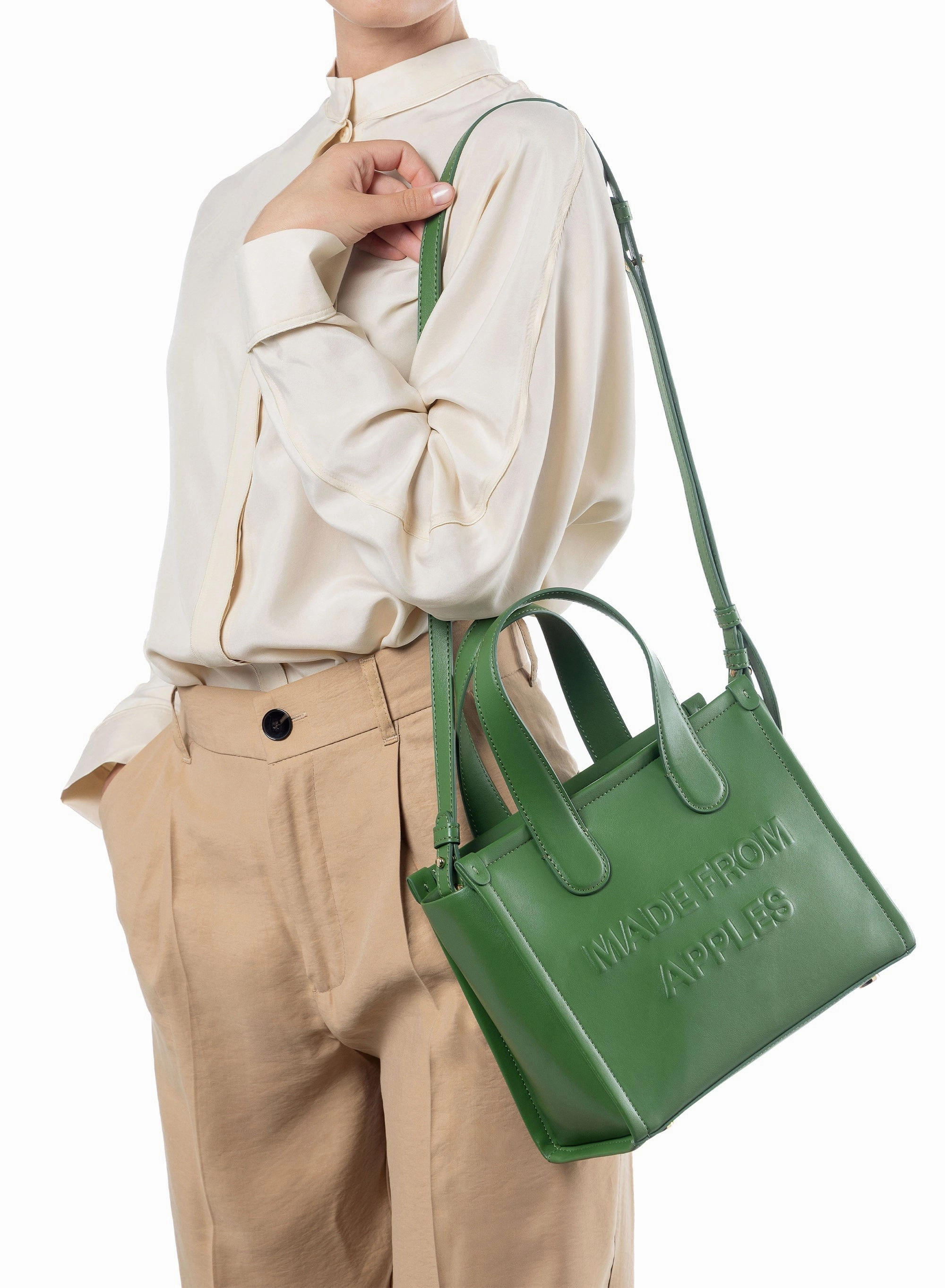 Alma M Apple Leather Vegan Tote Bag | Green