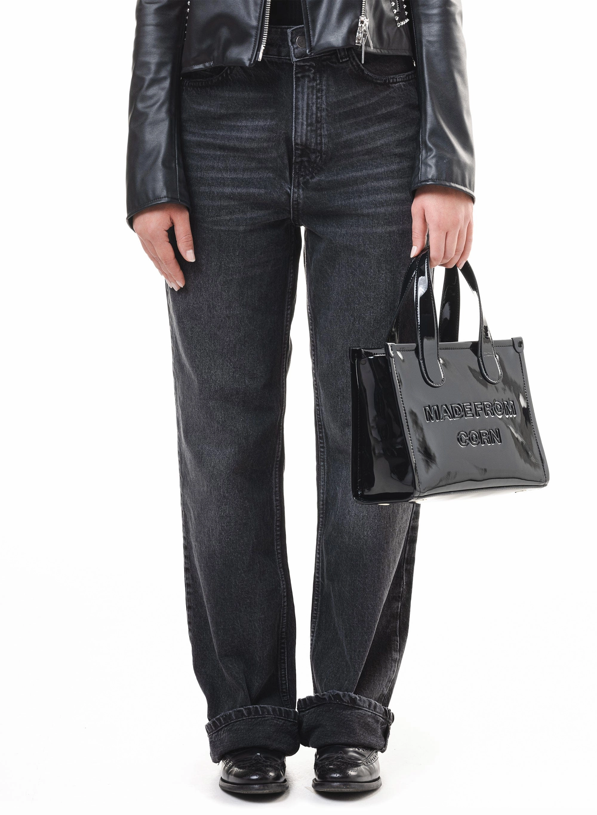 Alma M Corn Leather Vegan Tote Bag | Black