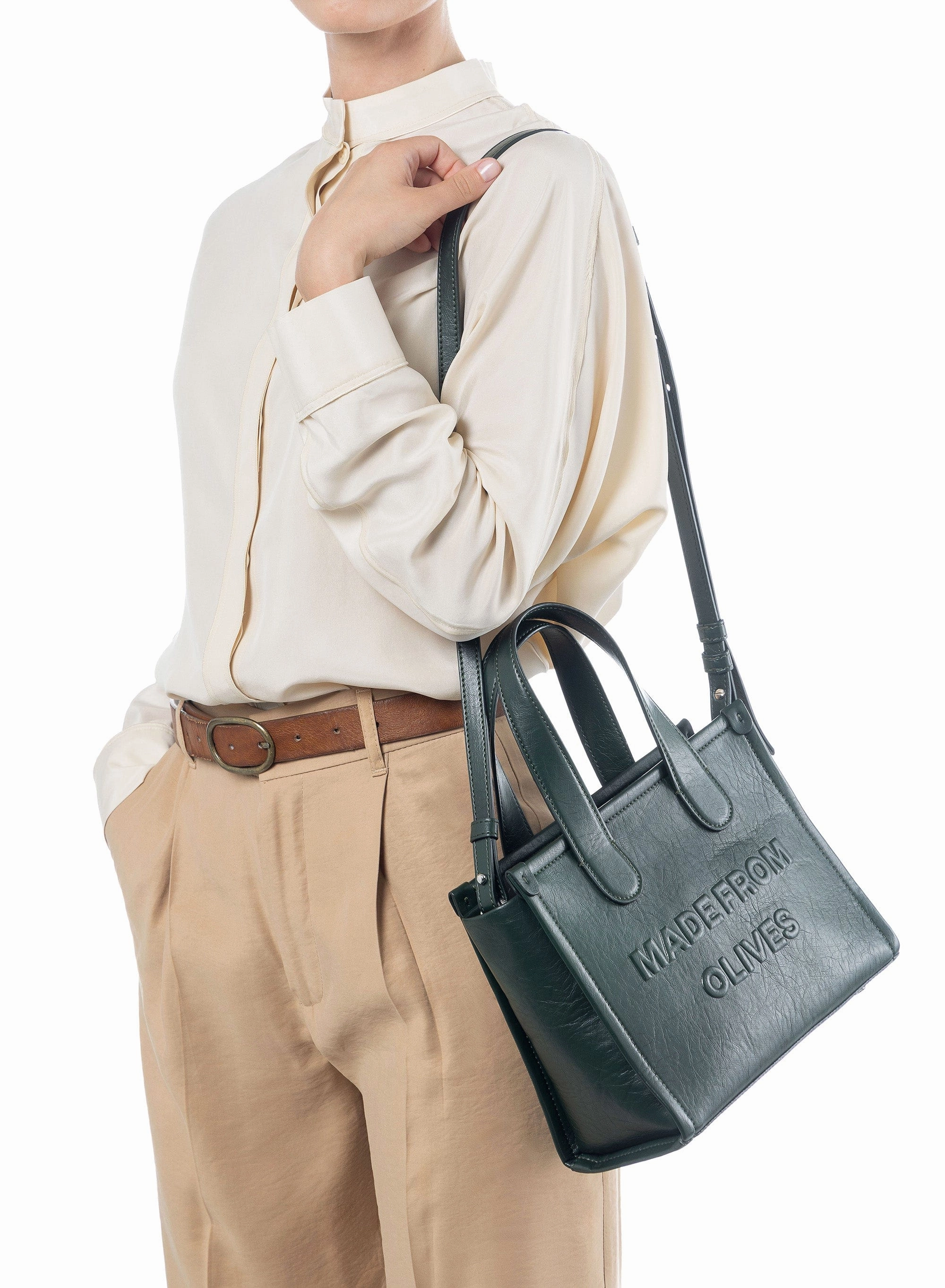 Alma M Olive Leather Vegan Tote Bag | Olive