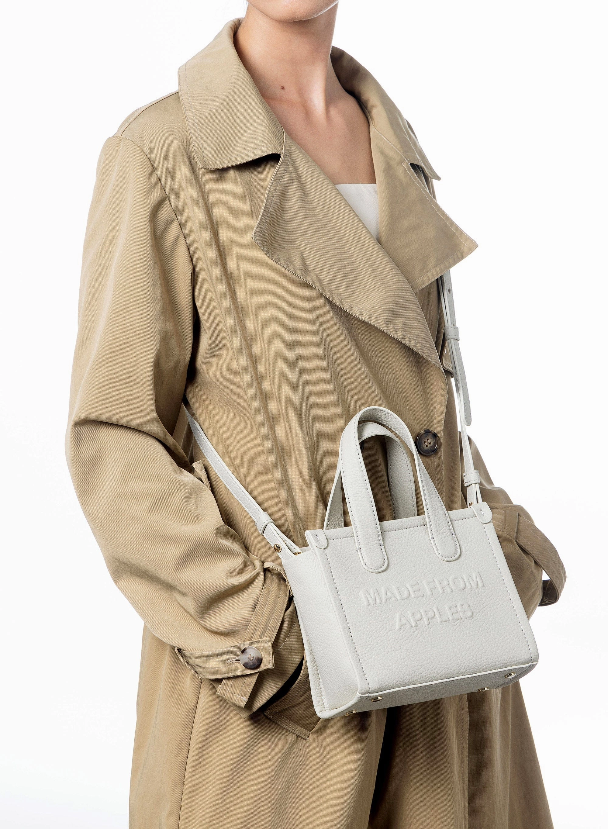 Alma S Apple Leather Vegan Tote Bag | Cloud