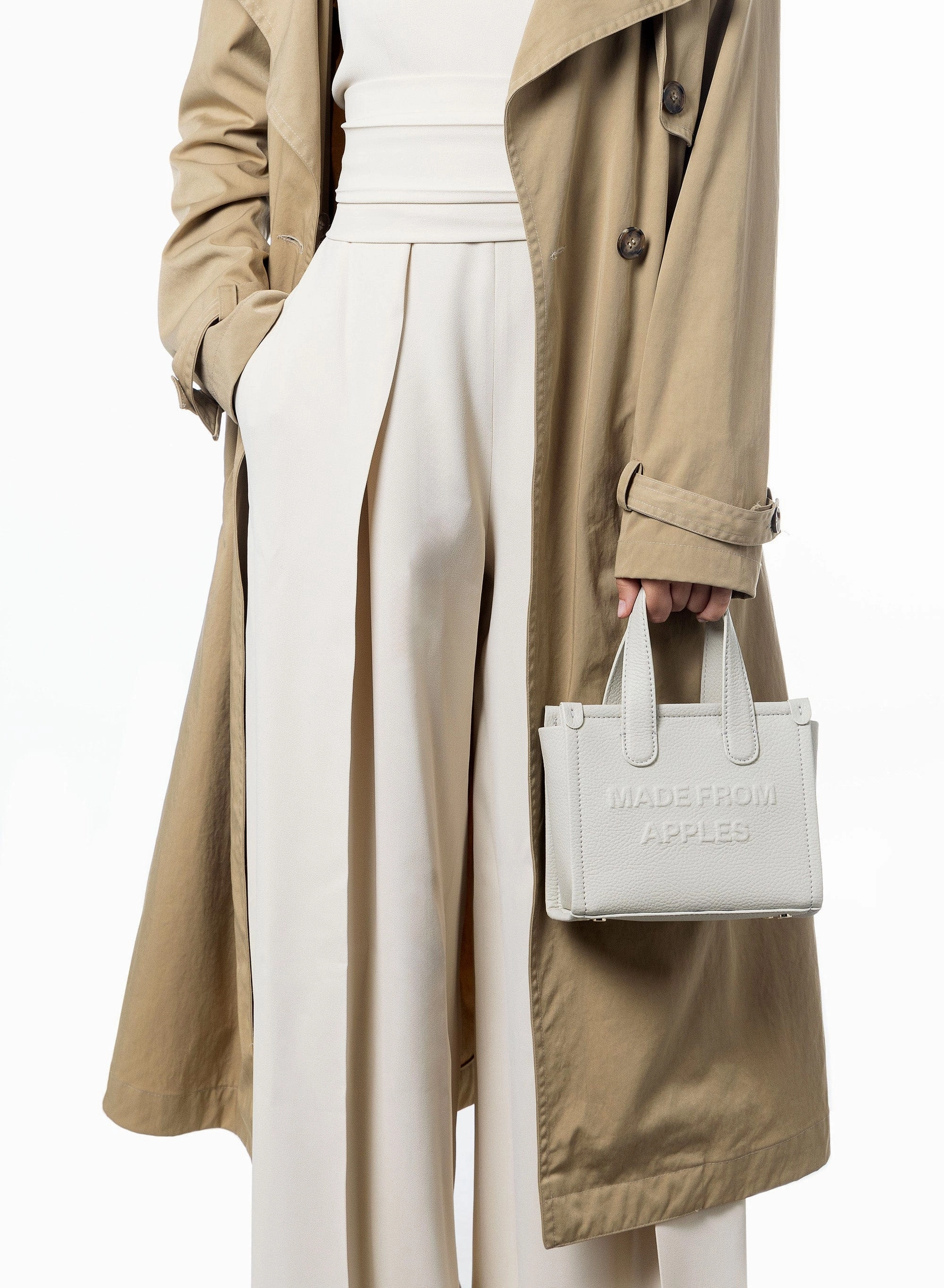 Alma S Apple Leather Vegan Tote Bag | Cloud