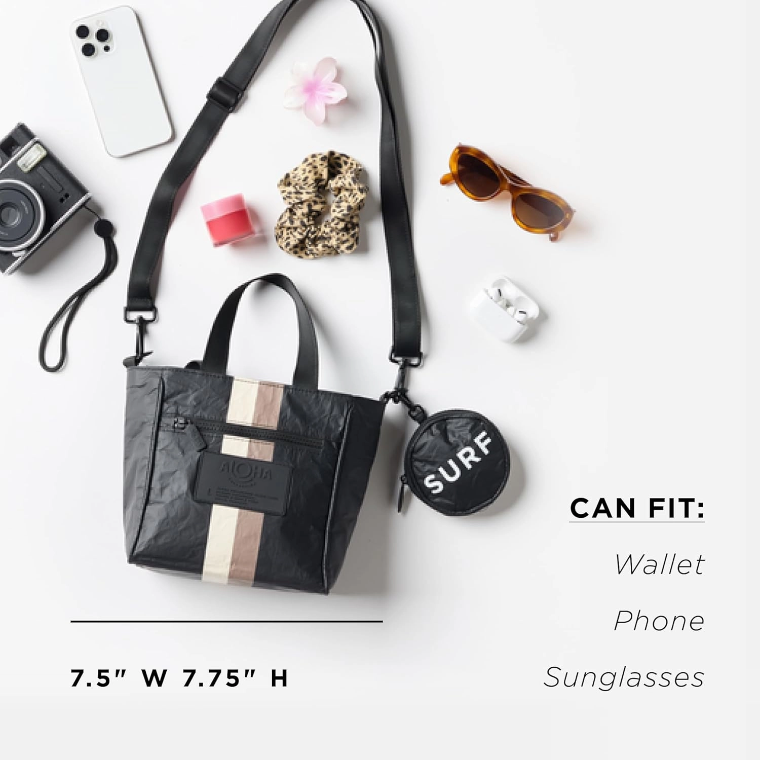 ALOHA Collection Crossbody Bag - Zip-Top Closure, Lightweight, Splash-Proof Mini Tote Bag for Travel, and Everyday Use