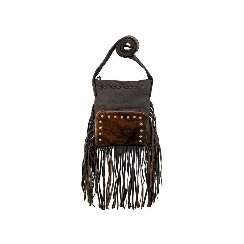 American West Western Handbag Fringe Pocket Brindle Hair On 7238120 - 8 x 9