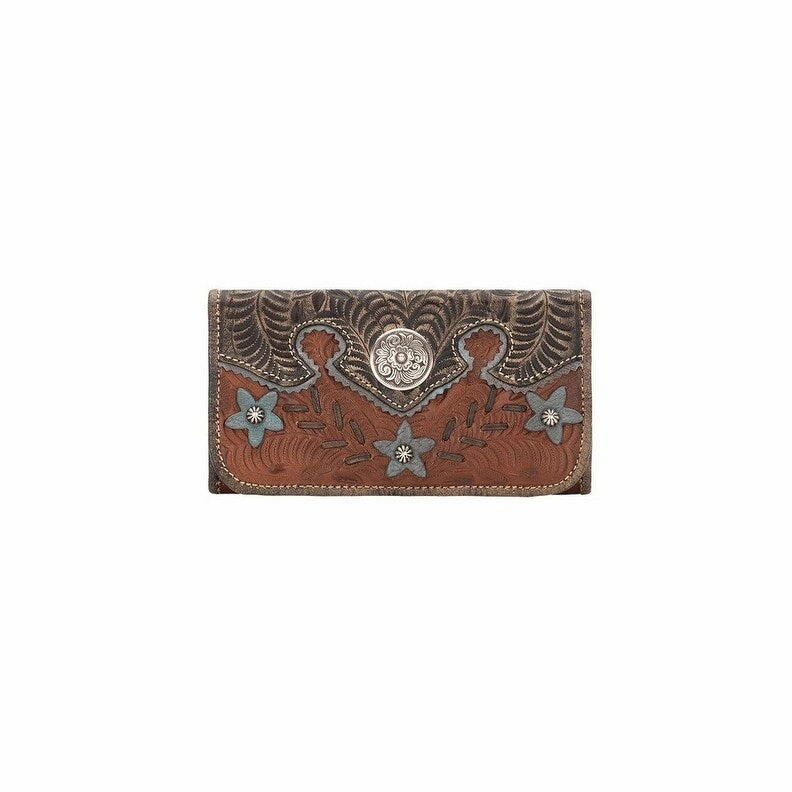 American West Western Wallet Womens Desert Wildflower Brown 5683282 - 7.5 x 4