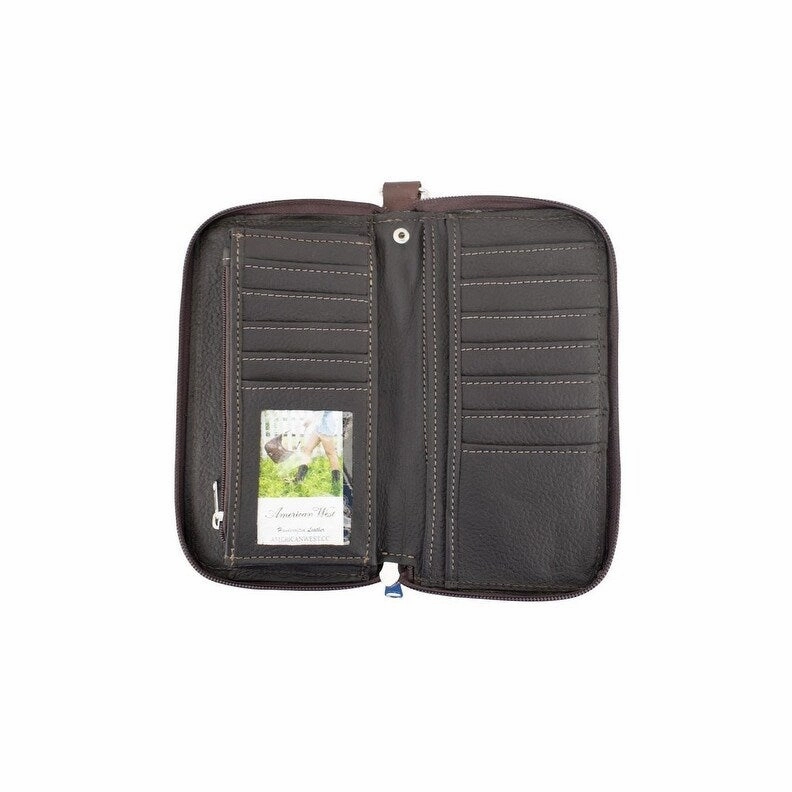 American West Western Wallet Womens Saddle Ridge Chocolate 2650082 - 8 x 4