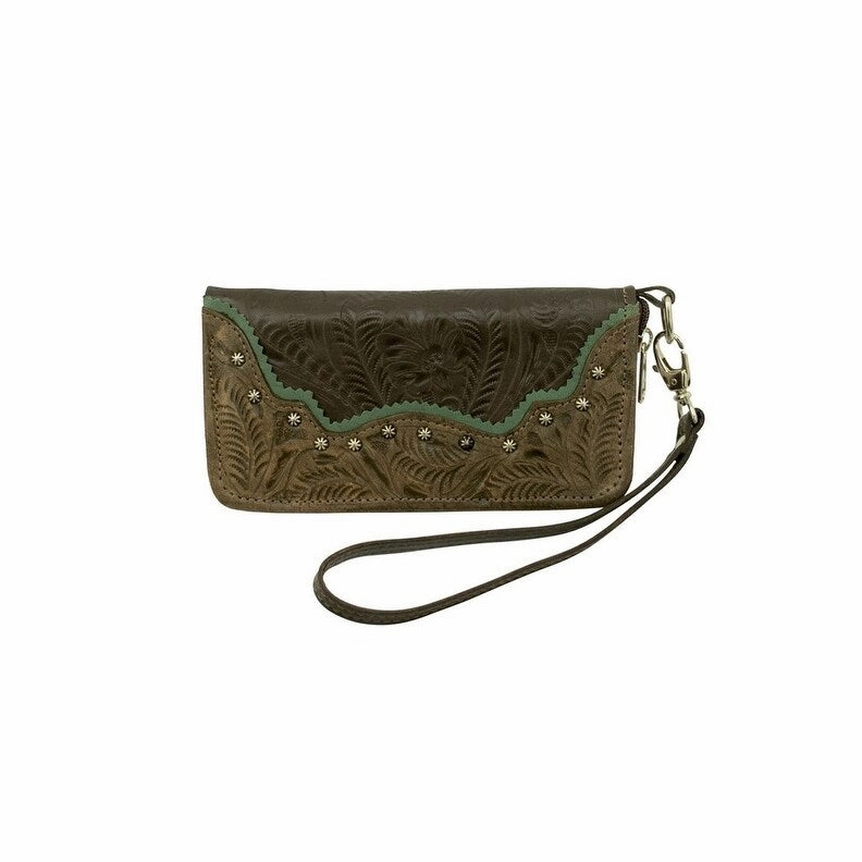 American West Western Wallet Womens Saddle Ridge Chocolate 2650082 - 8 x 4