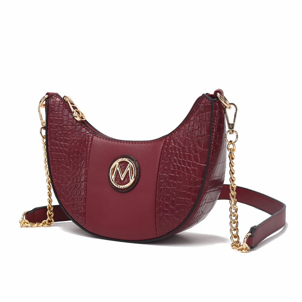 Amira Crocodile Embossed Vegan Leather Womens Shoulder Handbag by Mia K.