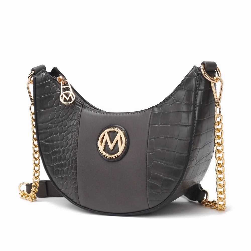 Amira Crocodile Embossed Vegan Leather Womens Shoulder Handbag by Mia K.