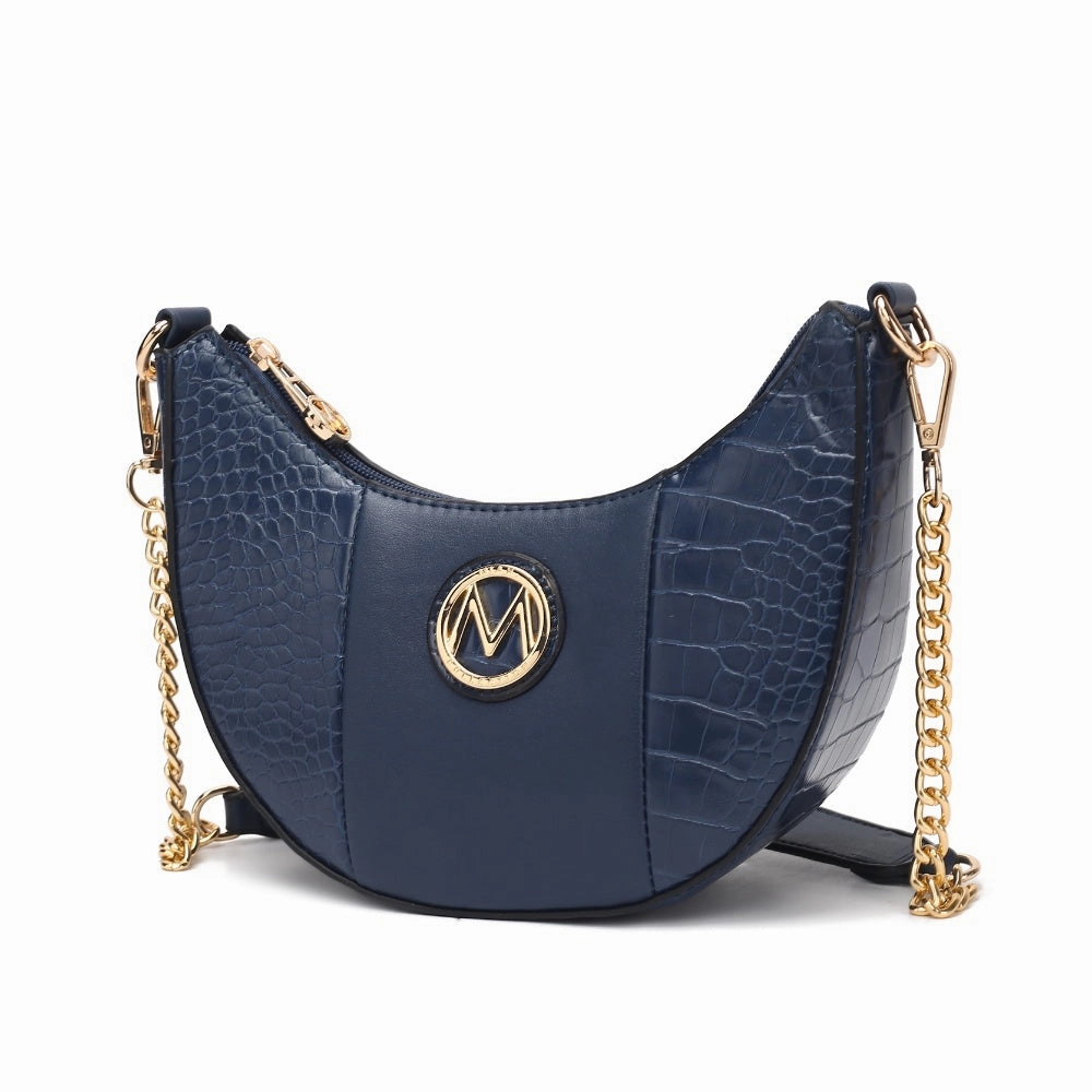 Amira Crocodile Embossed Vegan Leather Womens Shoulder Handbag by Mia K.