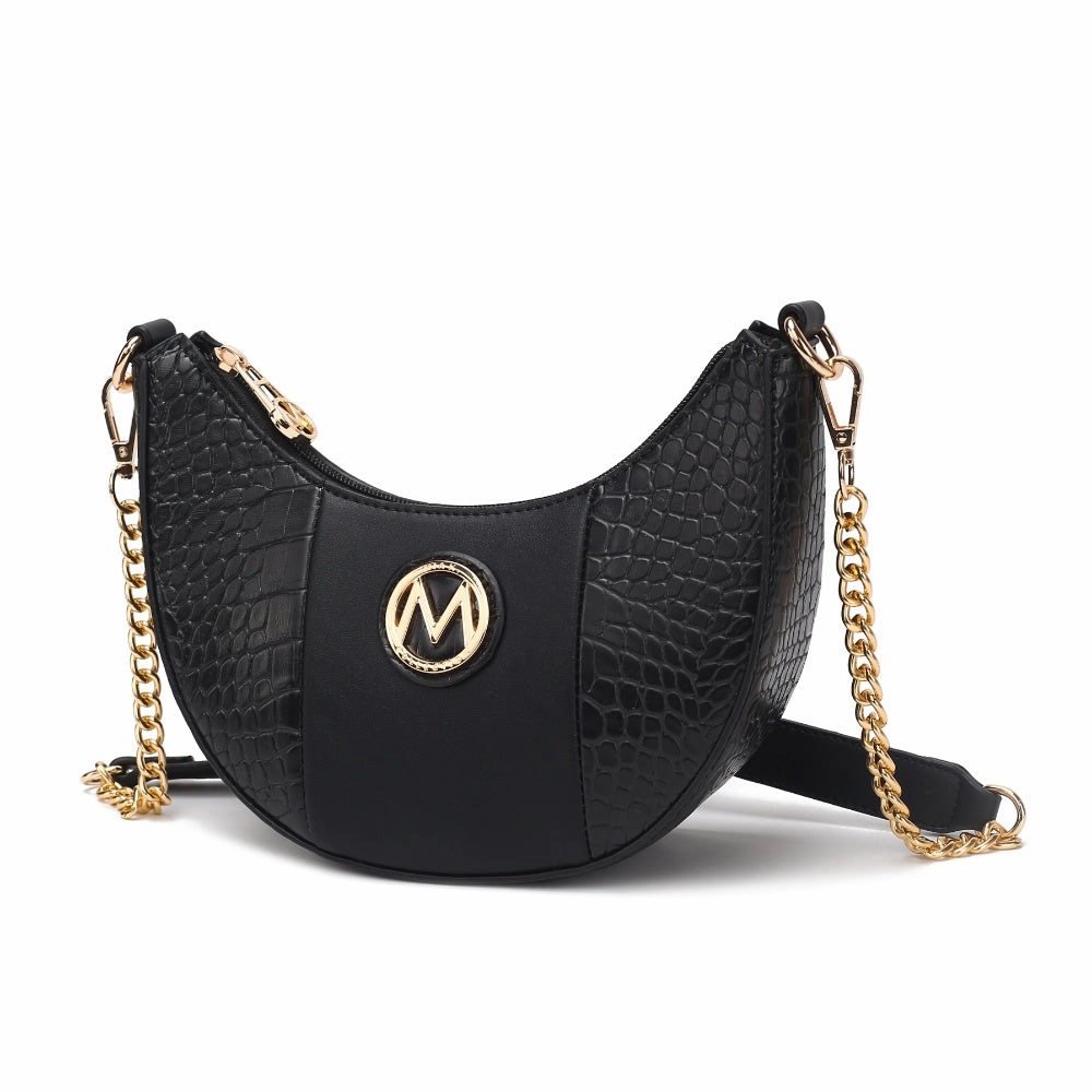 Amira Crocodile Embossed Vegan Leather Womens Shoulder Handbag by Mia K.