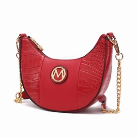 Amira Crocodile Embossed Vegan Leather Womens Shoulder Handbag by Mia K.