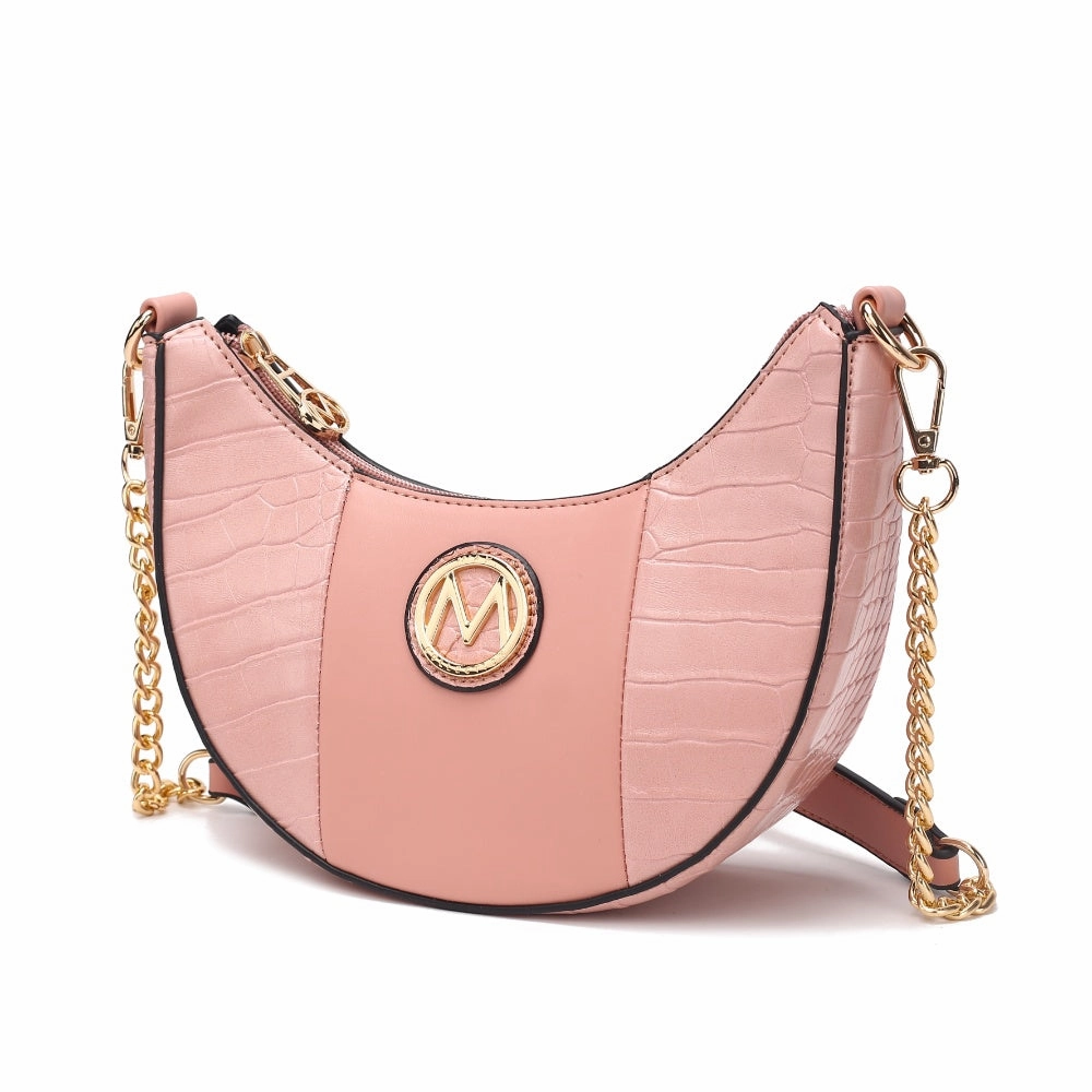 Amira Crocodile Embossed Vegan Leather Womens Shoulder Handbag by Mia K.