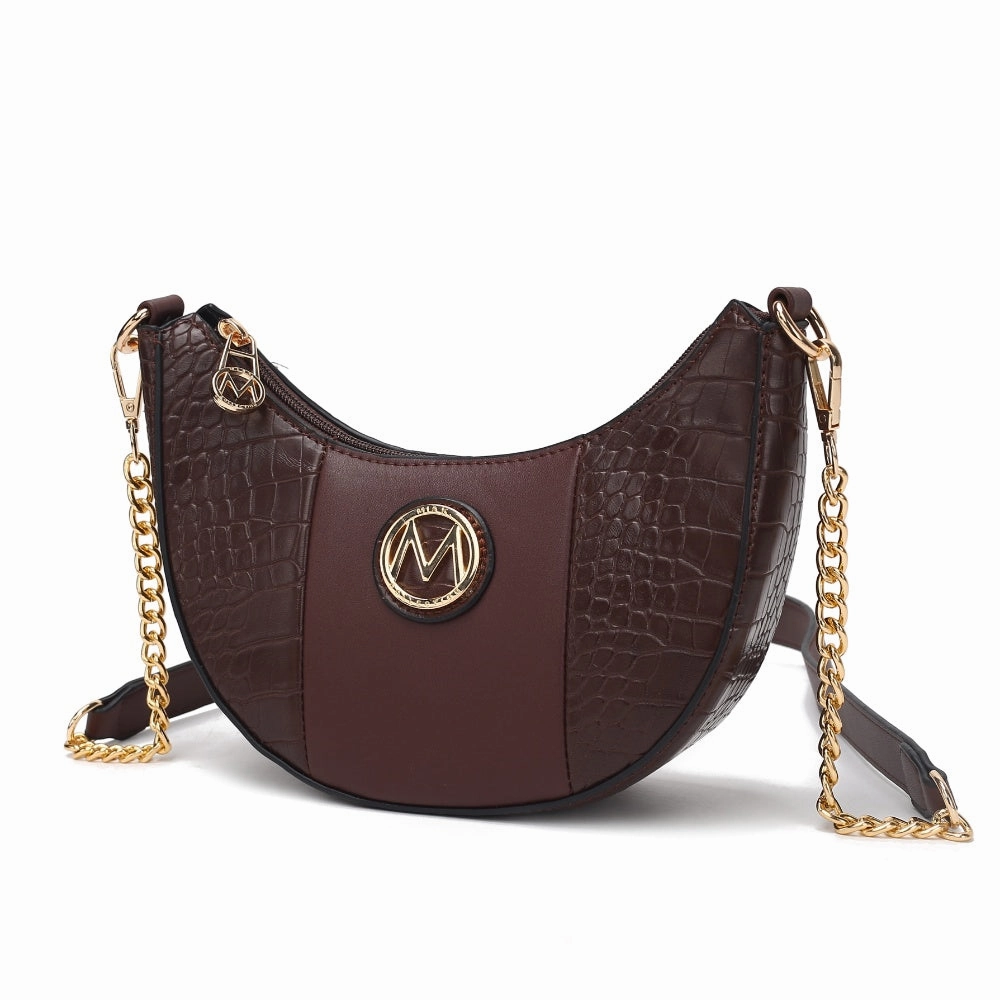 Amira Crocodile Embossed Vegan Leather Womens Shoulder Handbag by Mia K.