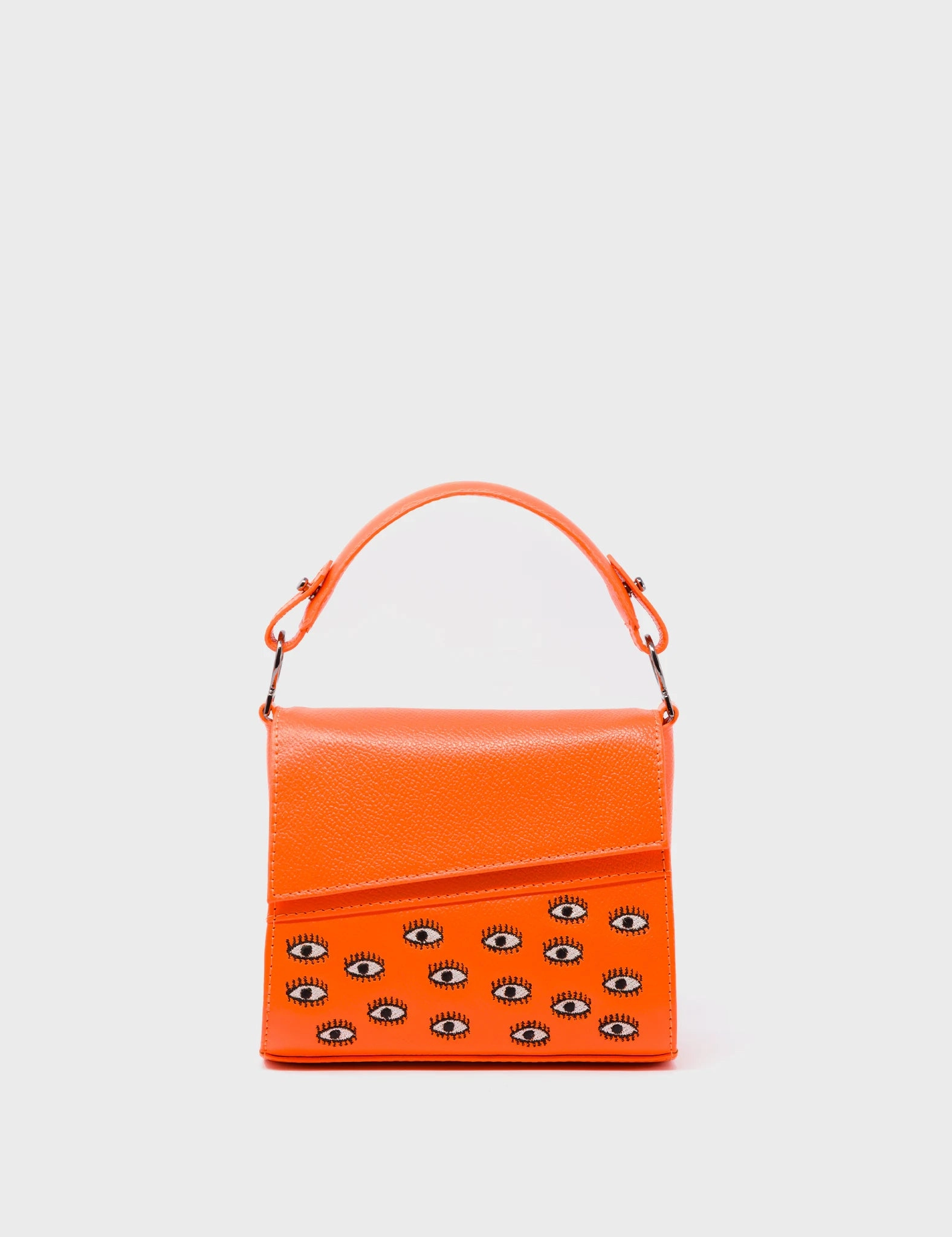 Anastasio Micro Crossbody Handbag Neon Orange Leather - Eyes Embroidery