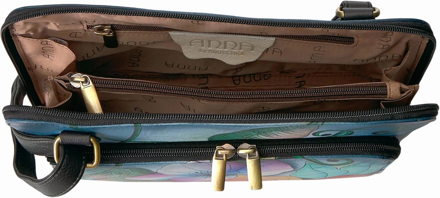 Anna by Anuschka Handpainted Leather Women's Zip Around Organizer Cross Body