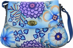 Anna by Anuschka Medium Flap-Over Crossbody, Summer Bloom Blue