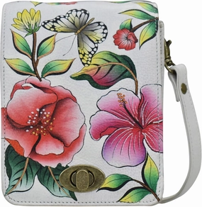 Anna by Anuschka Women's Hand-painted Leather Flap Convertible Crossbody Belt Bag