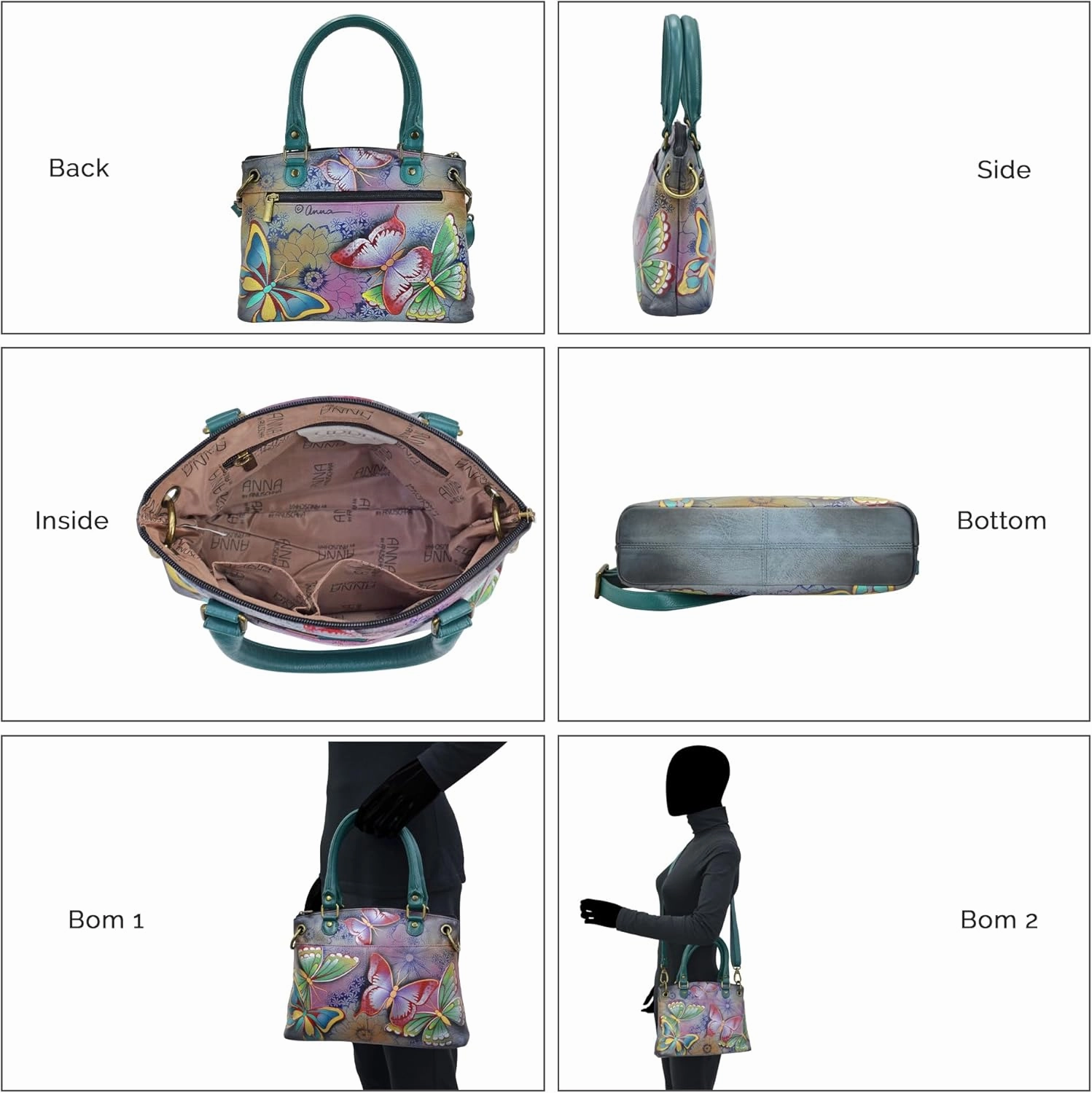 Anna by Anuschka Women's Original Genuine Leather Hand-Painted Small Satchel - Leather Handbag for Women