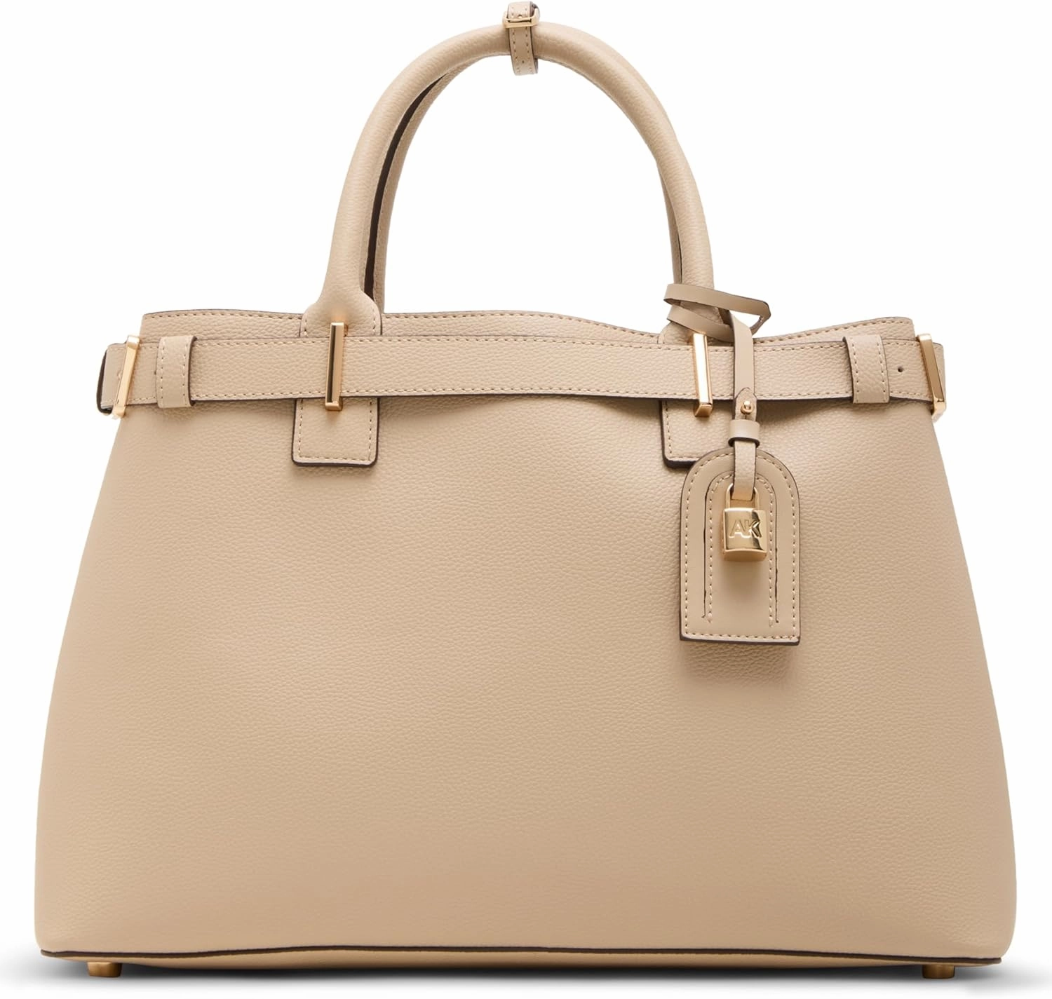 Anne Klein Womens Belted Satchel with Convertible Strap, Sesame