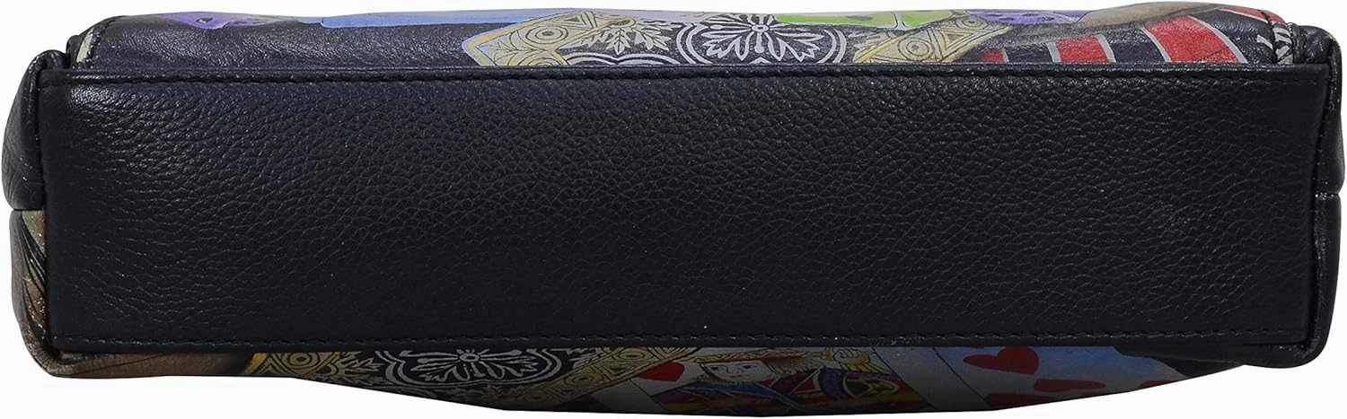 Anuschka Women's Original Hand-Painted Leather Crossbody with Front Zip Organizer & RFID Card Protection