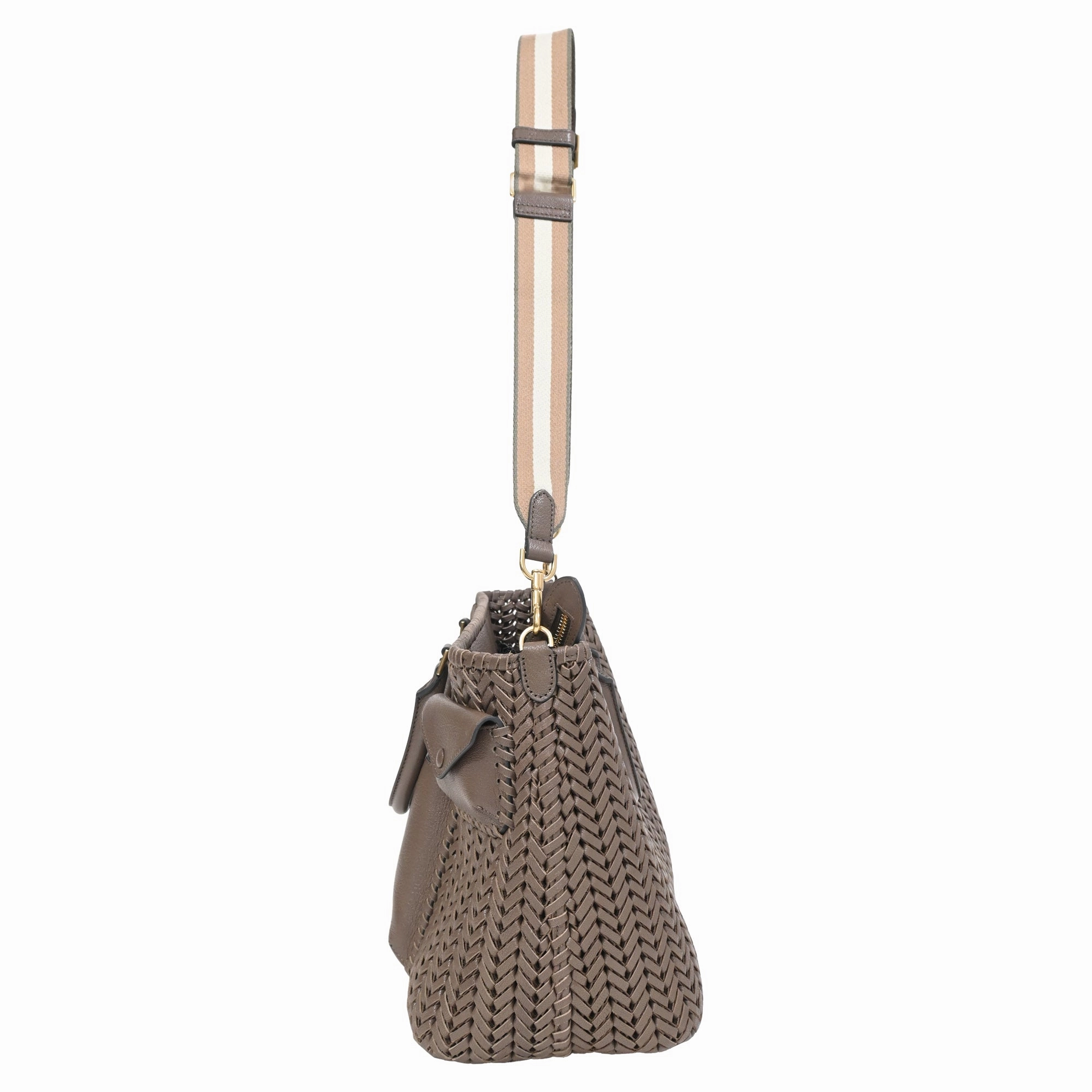 Anya Hindmarch Pocket Neeson Woven Tote in Brown Leather