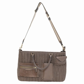 Anya Hindmarch Pocket Neeson Woven Tote in Brown Leather