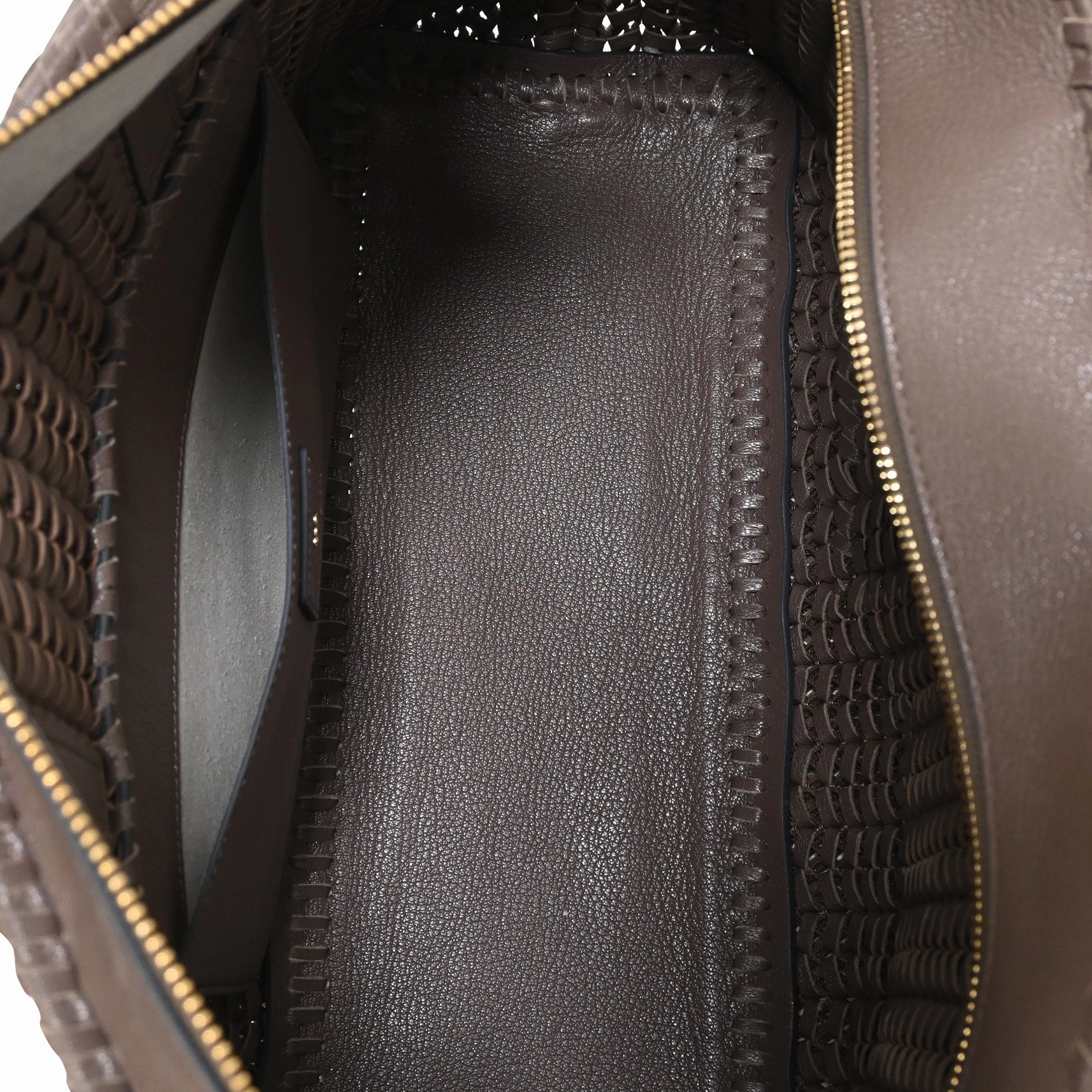 Anya Hindmarch Pocket Neeson Woven Tote in Brown Leather