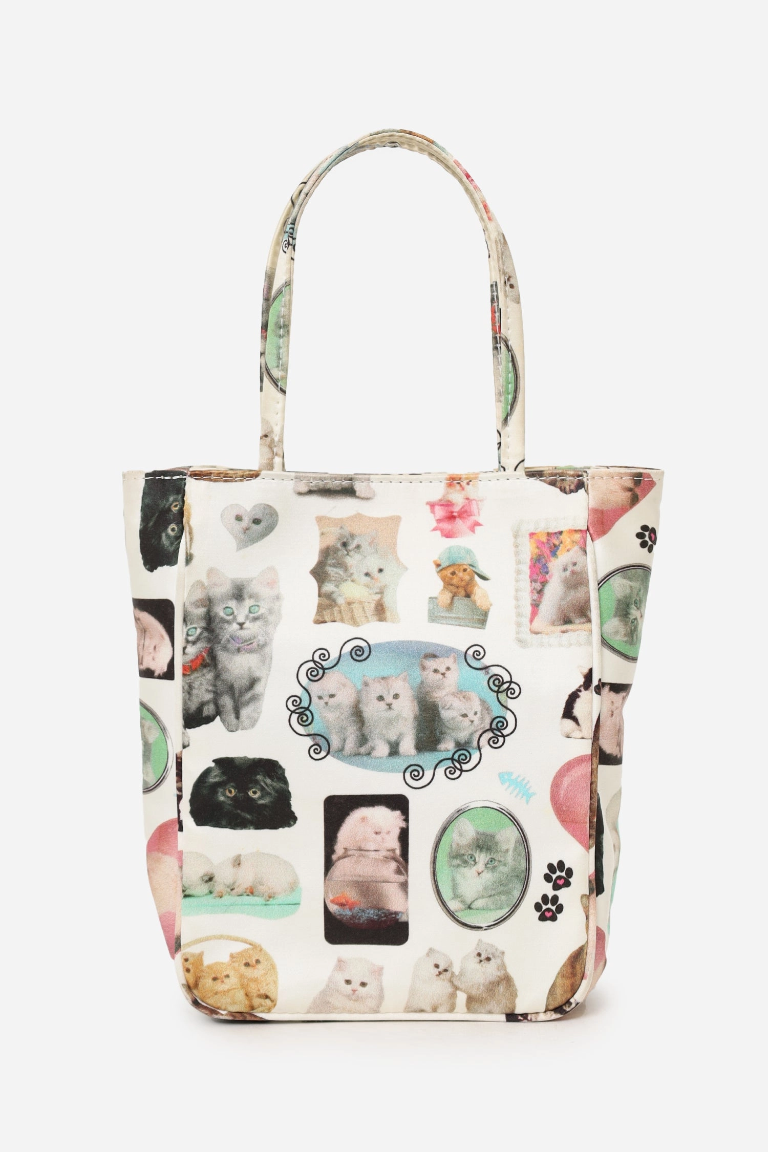 Ashley Williams White/Multicolor Cats Print Kate Bag