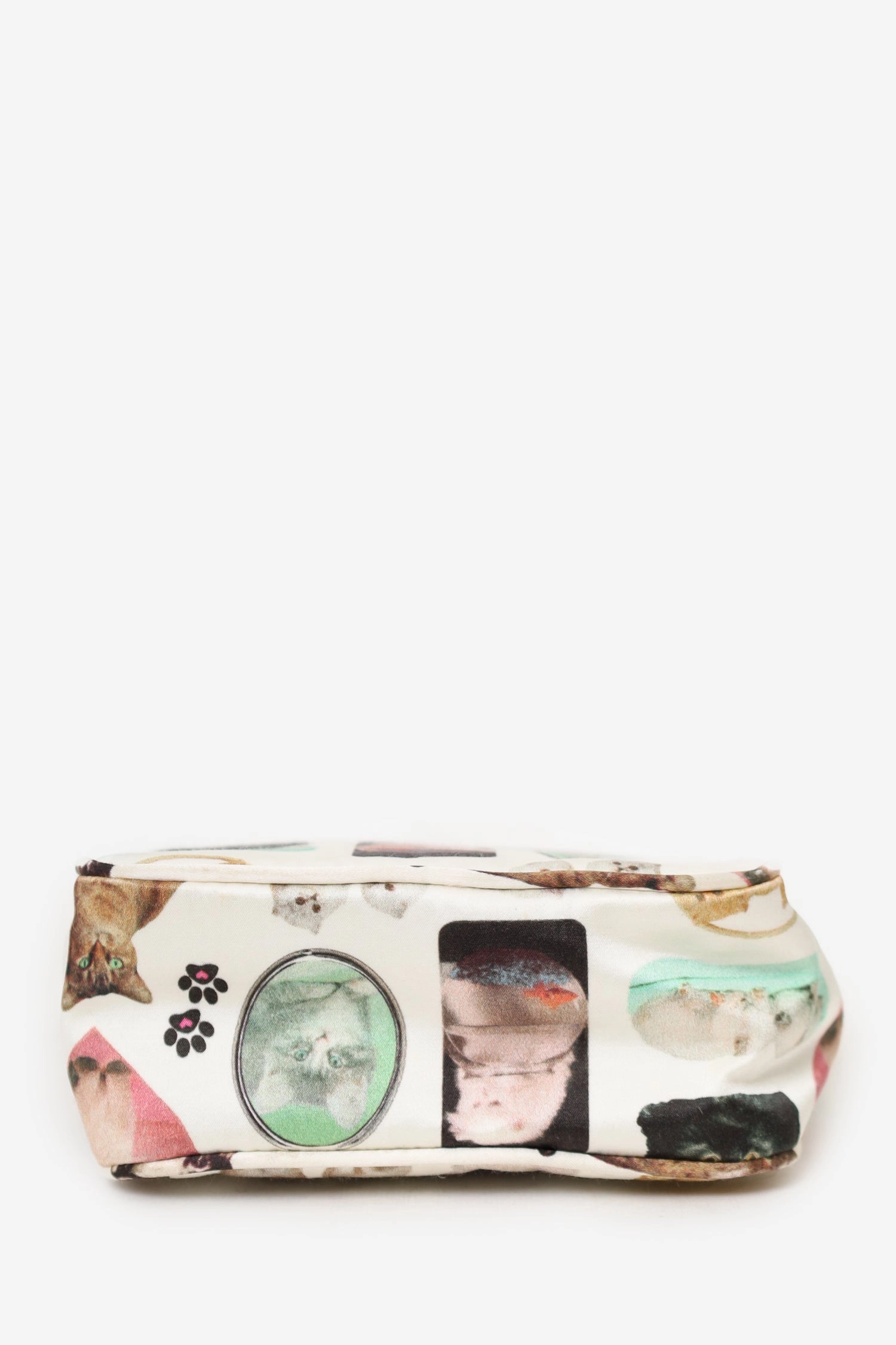 Ashley Williams White/Multicolor Cats Print Kate Bag