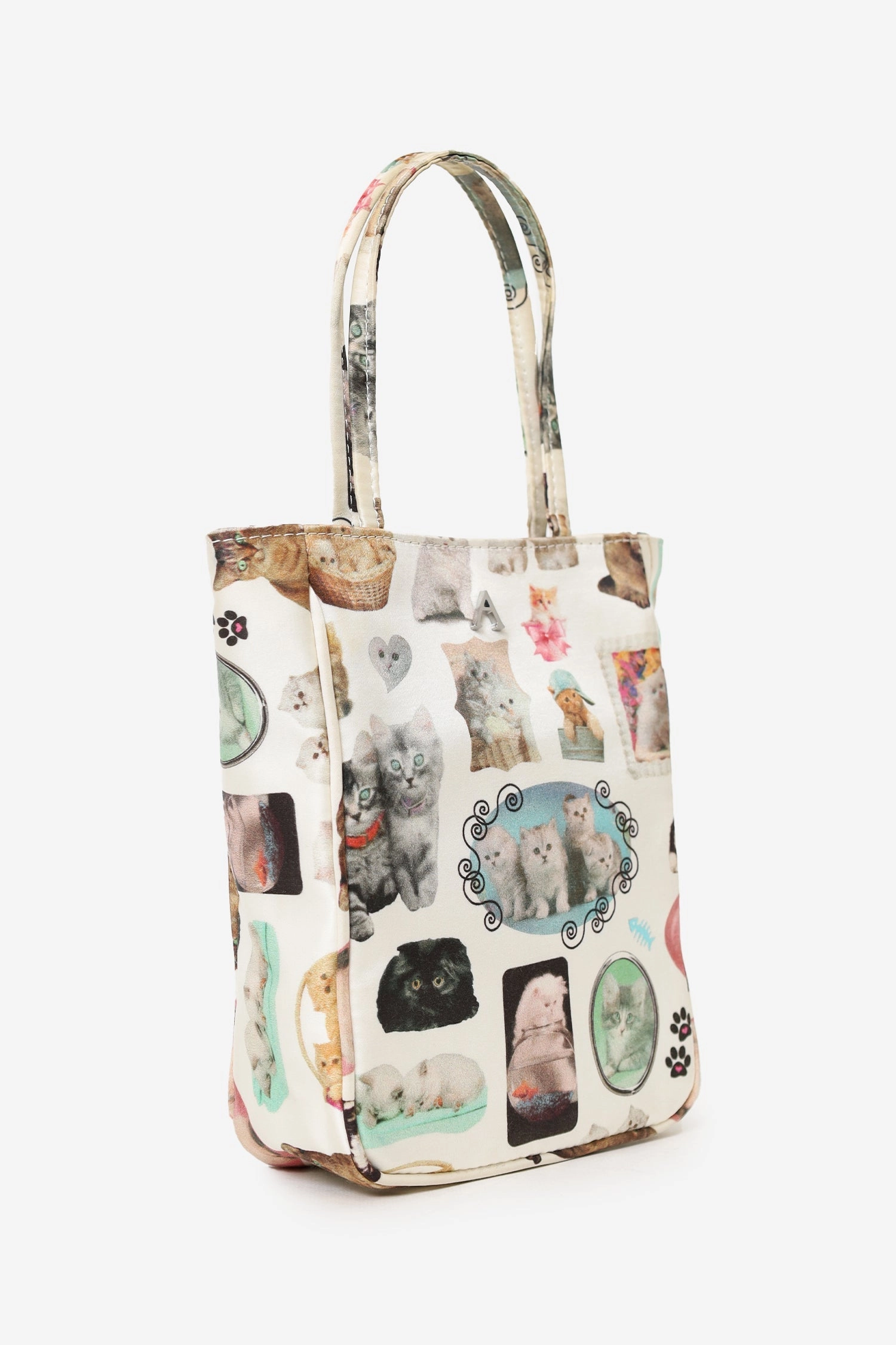 Ashley Williams White/Multicolor Cats Print Kate Bag