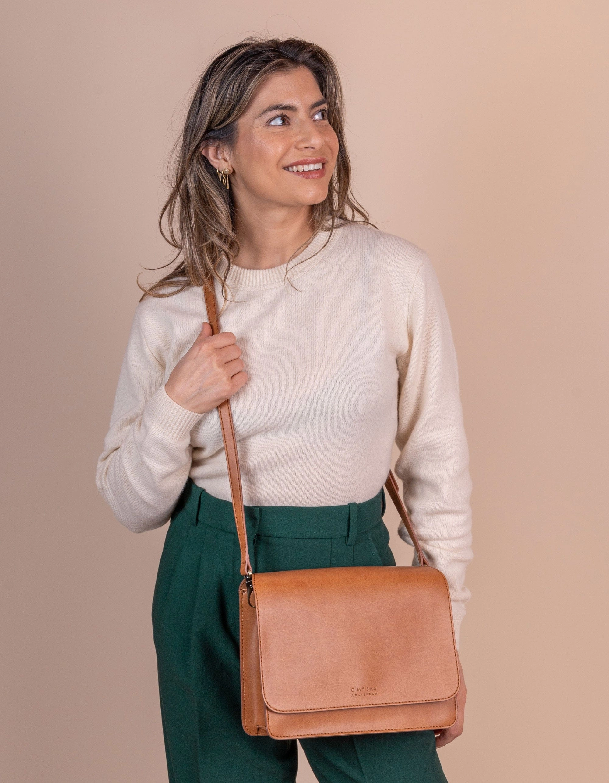 Audrey Apple Leather Vegan Crossbody | Brown