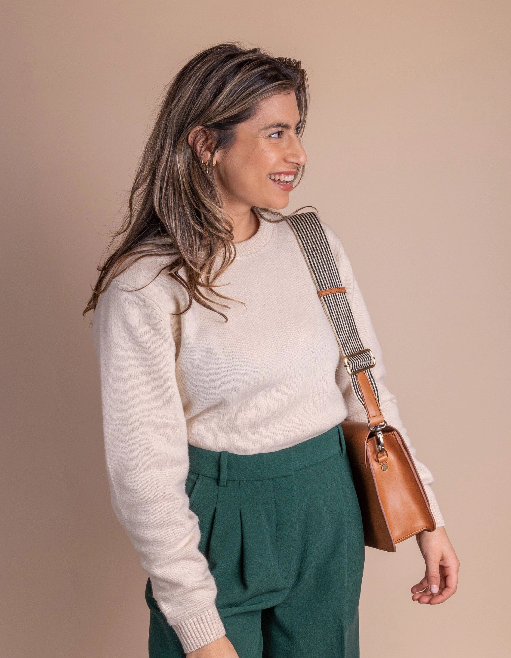 Audrey Apple Leather Vegan Crossbody | Brown
