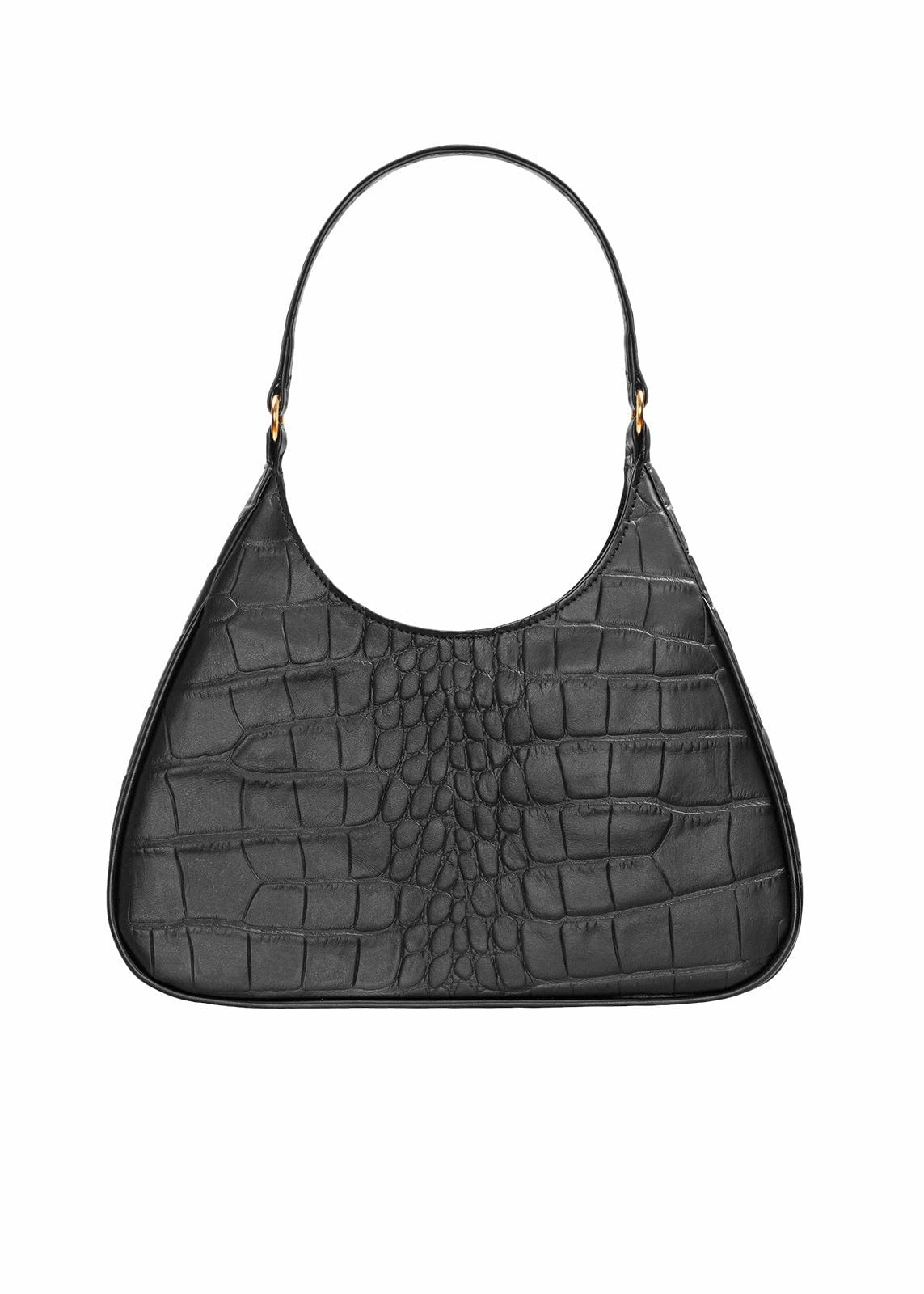 Audrey Vegan Corn Leather Shoulder Bag | Black Croco
